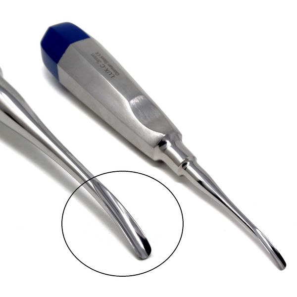 Dental Luxating Elevator Curved 3mm, Blue Handle, Stainless Steel