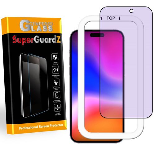 SuperGuardZ [2-Pack] for iPhone 16 Plus Full Cover Screen Protector, Anti Blue Light Tempered Glass, Eye Protection, Anti-Scratch + Install Tray