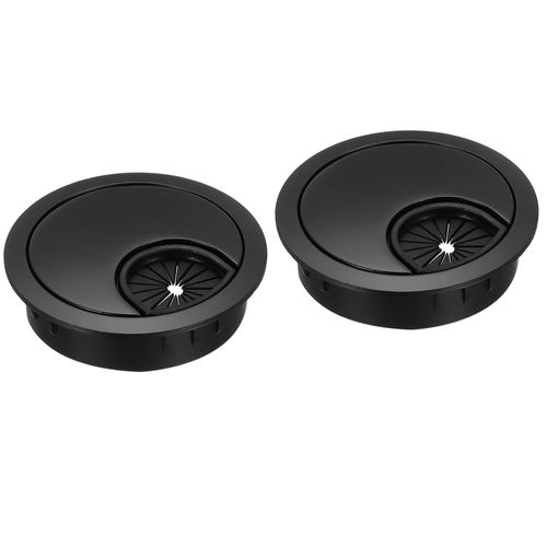 MECCANIXITY 2 Pcs Desk Grommet 1.8 Inch, Zinc Alloy Round Desk Hole Cover Wire Cable Cord Organizer for Home Office Computer Table Cables, 45mm, Black