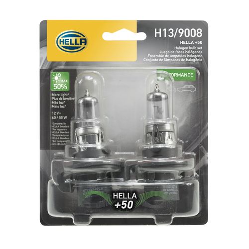 HELLA H13P50TB +50 Performance Bulb, 12V, 60/55W, 2 Pack
