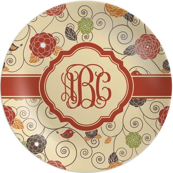 Personalized Fall Flowers Melamine Salad Plate - 8"