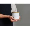 ONEMORE Garlic Keeper with Lid, Ceramic Garlic Saver 4 inch, White