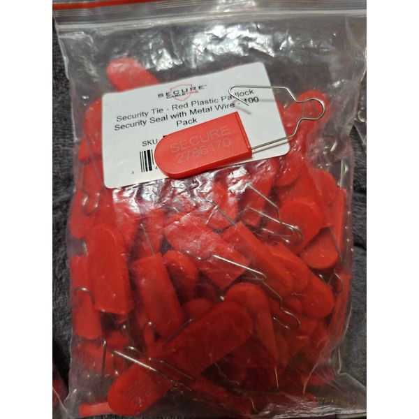 100 Red Plastic Padlock Security Seals With Metal Wire By Secure Cable Tie