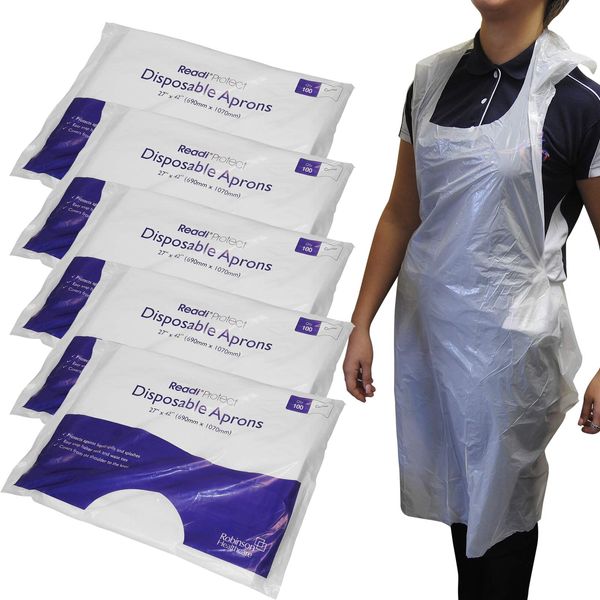 Readi 500x Protect Single Use Disposable Aprons White Medical First Aid Cleaning