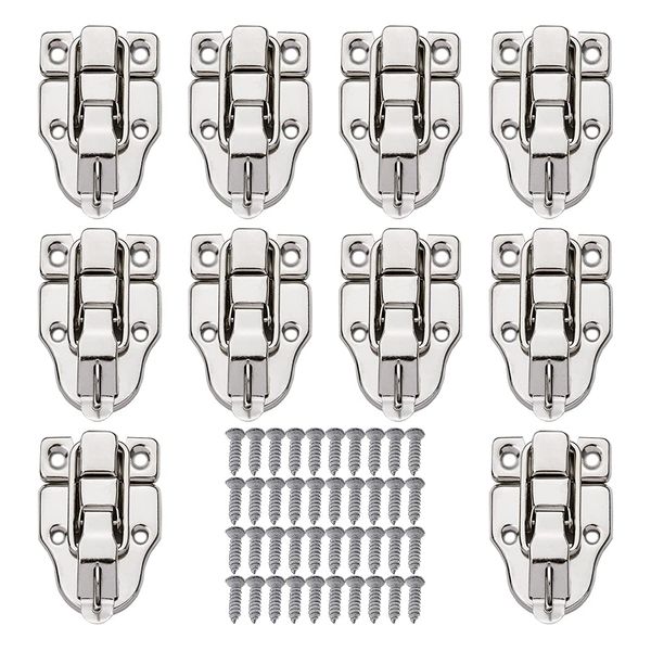 10PCS Metal Duckbilled Box Hasp Lock Toggle Latch Catch for Wooden Case Boxes Toolbox Silver