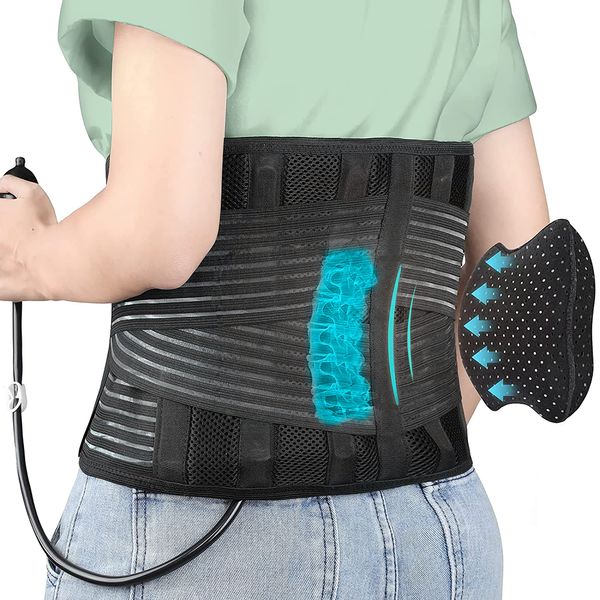 DARLIS Back Brace with Inflatable Lumbar Pad - Extra Support More Effectively Relieve Herniated Disc, Sciatica, Lower Back Pain - Back Support Belt for Men Women Sedentary Pain Relief L/XL 39"- 48"