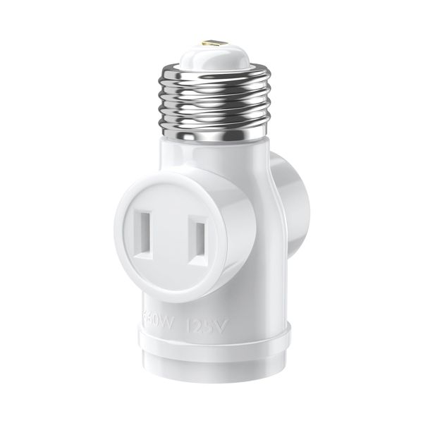 Aiwode E26 Base 1 Light Dual Socket E26 Socket + 2 Outlet E26 Conversion Adapter Conversion Socket Easy Installation, White 1 Pack