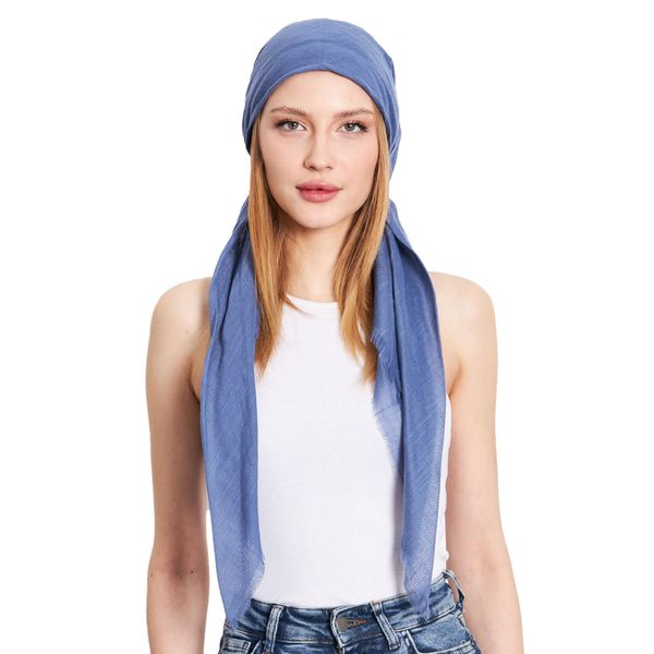 dscarf Headwear Pre Tied Head Scarves for Women Featuring | Soft Chemo Head Wear Headcover Ready Headwear (Indigo)