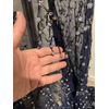 Navy  Silver 3D Fringe Beaded Sequins Embroidery Lace Fabric 50” Width 1 Yard