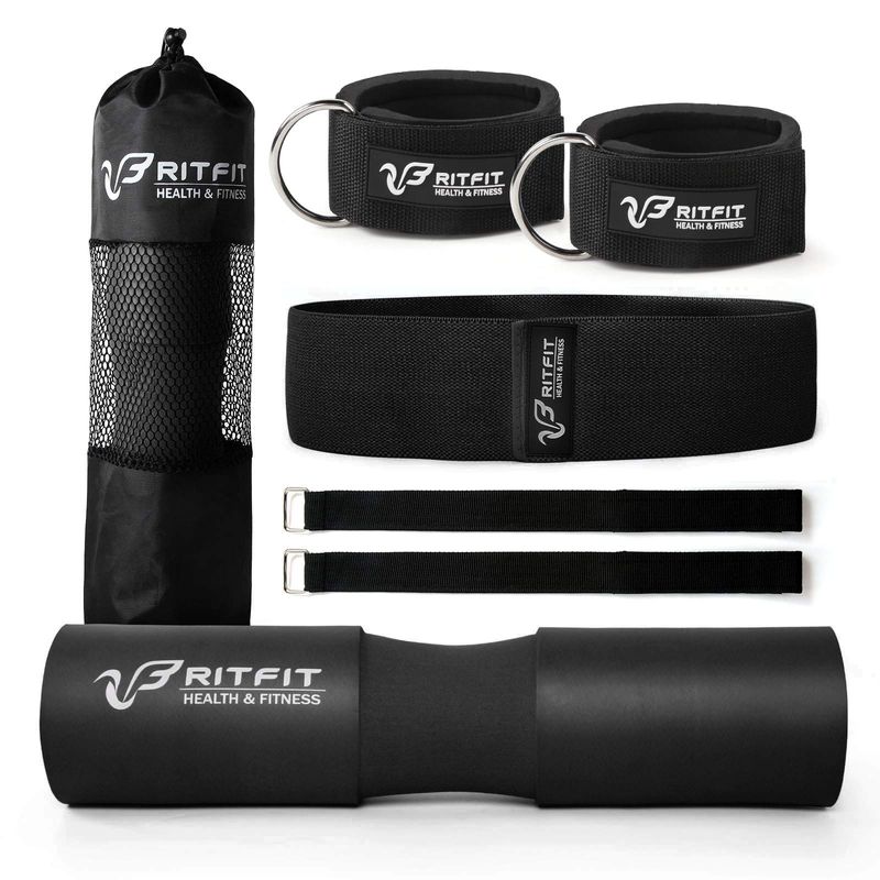 RitFit Upgraded 7 Pack Barbell Squat Pad Set with Resistance Band,2 ...