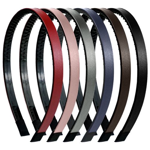 LAPOHI 6 Pieces leather headbands skinny leather headbands for women simply headbands with teeth leather covered hair hoop for women girls