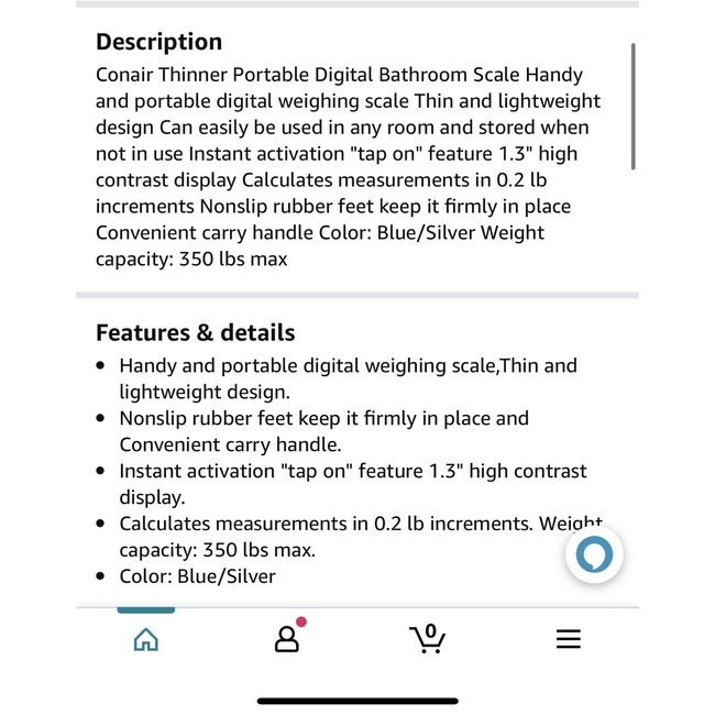 Thinner by Conair Scale for Body Weight, Digital Bathroom Scale in Silver