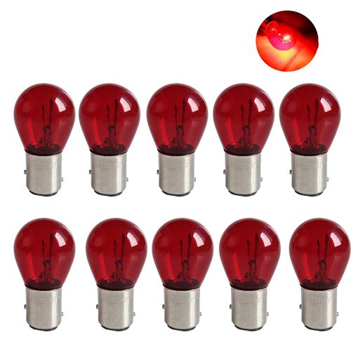 BEIWAOK 1157 BAY15D Car Indicator DC 12V Red Halogen Lamp Bulbs Brake Reverse Turn Lamp Parking Light Set of 10pcs