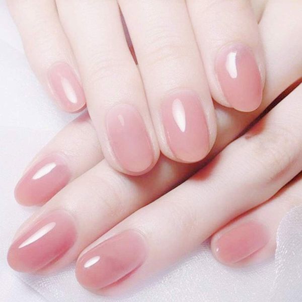 Handcess 24 Stück künstliche Nägel Mittel Rosa Press on Nails Ballerina Nägel aufkleben Glänzend Falsche Nägel für Frauen und Mädchen