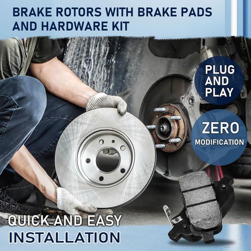 Nxolnf 4X Brake Rotors 10.36 inch (263.2mm) and Ceramic Pads Kit Rear for Chevrolet Astra 2.2L 2001 2002 2003, for Chevrolet Astra 2.4L 2004 2005 2006, for Chevrolet Meriva 1.8L 2007 2008