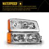 Headlights Bumper Lamps Set with Light for 2003-2006 Chevy Silverado Avalanche