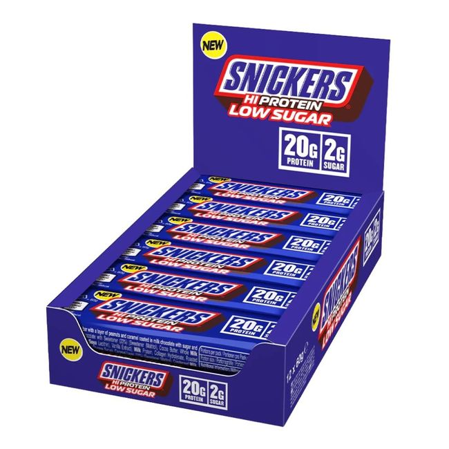 Snickers Hi Protein/Low Sugar Protein Bar Box of 12 x 57g