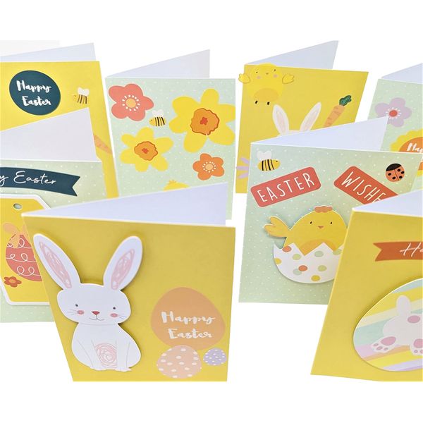 Make 8 Easter Cards - Craft Kit - Blank Cards, Stickers & Envelopes