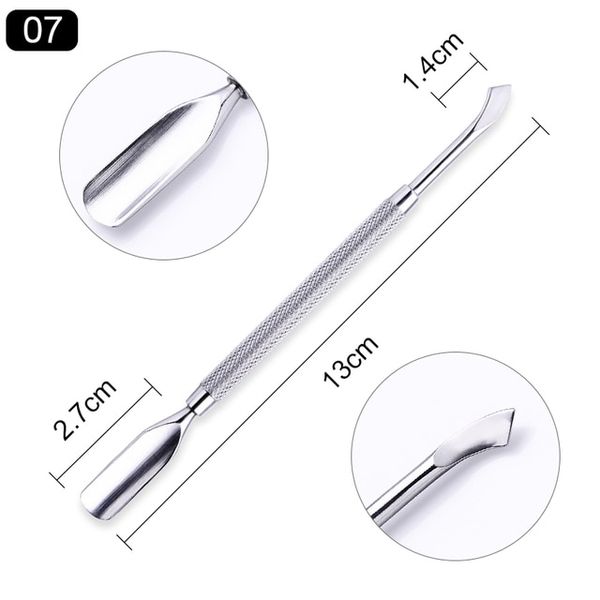 Toenail Care Foot Care Double Ended Stainless Steel Cuticle Pusher 1pc Dead Skin Push Remover Pedicure Manicure Nail Art Cleaner Care Tool