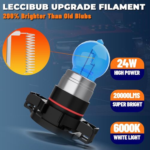 LECCIBUB Fog Light Bulbs Compatible With Jeep Patriot 2010-2017, H16 Fog Lights Halogen Light Bulb, Super Bright 6000K White, Plug and Play, Pack of 2