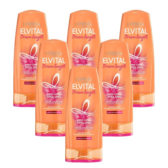 6 x L'Oreal Paris Elvital Spülung Dream Length für brüchiges Haar je 250ml