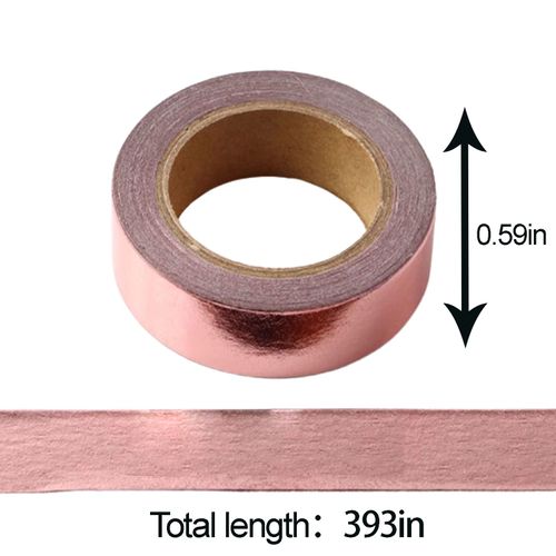 CIAJIE Washi Tape, 2 Rolls, 15 mm x 10 m, Washi Tape, Masking Tape, Craft Accessories for Scrapbooking, Crafts, Decorative, Film, Washi Tape (Rose Gold)