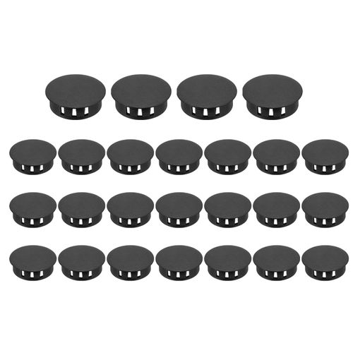 PATIKIL 32mm/1-1/4 Plastic Hole Plugs, 25 Pcs Flush Type Round Plug Snap in Locking Screw Hole Covers Insert End Caps for Furniture Cabinet Kitchen Door Shelves, Black