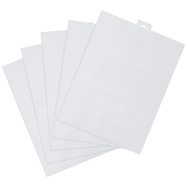 Plastic Mesh Canvas Sheets for Embroidery - 5PCS 14 CT White Plastic Mesh Sheets, Flexible Woven Embroidery Needlework Canvas Mesh for Cross Stitch, DIY Crafting Knit, Crochet Projects