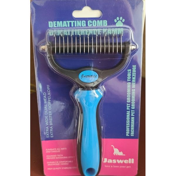 JASWELL Pet Grooming Tool Dematting Comb for Dogs& Cats 2 Sided Undercoat Comb