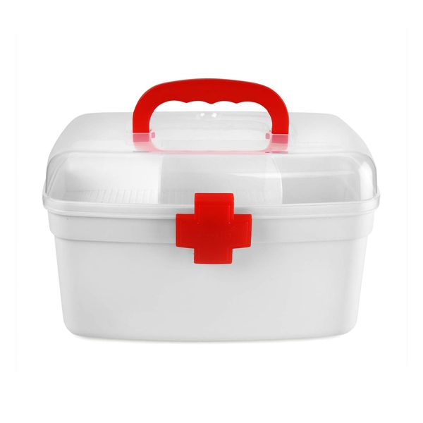 Cello Medico First Aid Box Plastic, Rectangular Medicine Box, Medical Box, Multi Purpose Box, Multi Utility Storage with Handle, White