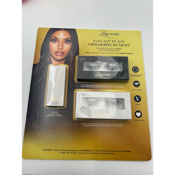 Lilly Lashes Elegant by Day Smoldering by Night Adhesive Lash Set - NIB