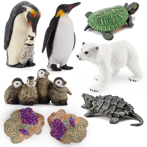 VONKOTUO Sea Animal Toys Playset 8Pcs Arctic Animal Figurines Polar Bear Penguin Turtle Figures Model Cake Toppers Early Learning Gifts for Kids