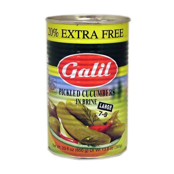 Galil Pickled Cucumbers in Brine, (Large 7-9) + 20% Extra, 23 Fl Oz (Pack of 12)