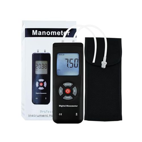 Digital Dual-Port Manometer Gas Pressure Tester with Backlight, Data Recording, and 12 Measurement Units - HVAC Air Pressure Meter for Accurate Differential Pressure Measurement
