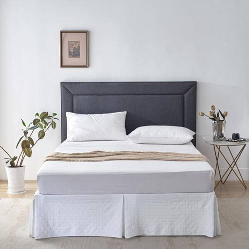 Queen Size Bed Skirt, Pleated Knitted Jacquard Waffle Weave Striped Bed Skirt, Tailored Dust Ruffle 18 Inch Drop Easy Fit, Machine Washable (White, Queen - 18" Drop)