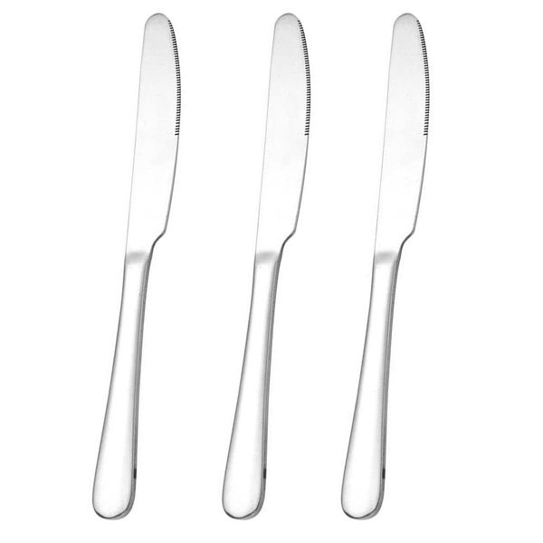 ELEGANTTIN Dinner Knives Set of 3 Table Knife 8.5 Inch Grade Stainless Steel Knives Cutlery Knives Only Dishwasher Safe Table Knives kitchen Knives in Home Kitchen or Restaurant