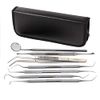 7 Pcs Oral Hygiene Kit Plaque Remover Professional Dental Picks for Teeth, Scraper, Serrated Tweezers, Mouth Mirror, Double Ended Picks for Gum Care Cleaning Set - Stainless Steel with Carrying Case