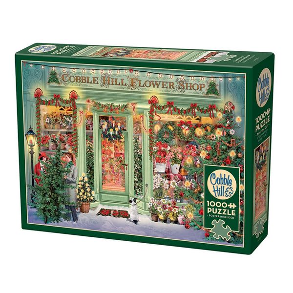 Cobble Hill 1000 Piece Puzzle - Christmas Flower Shop - Sample Poster Included