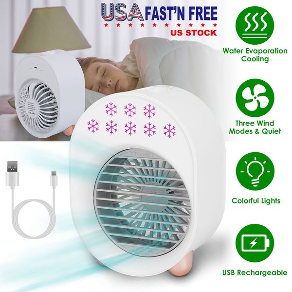 Portable 4 In 1 Mini Fan Desktop Air Conditioner Water Mist Cool Humidifier Fan