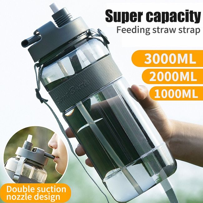 Drinkware - 2000ml Large Capacity Plastic Straw Water Cup Sports