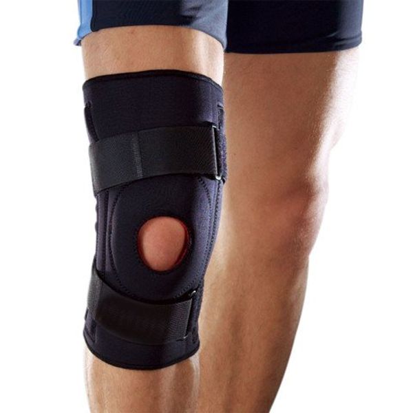 XL Black Neoprene Adjustable Open Knee Patella Support Sleeve Wrap Stabilizer