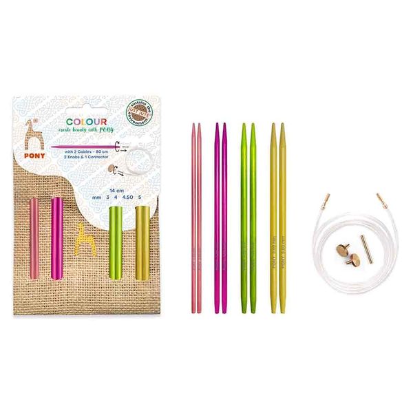 Pony Colour Interch Knitting Tip Set Just Jute 14 cm 1 Piece