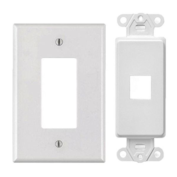 White 1 Port Decora Keystone Snap-in Jack Modular Wall Insert Cover Plate (1/pk)