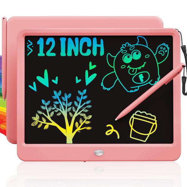 TEKFUN LCD Writing Tablet for Kids Girls Toys, 12 Inch Erasable Drawing Tablet Doodle Board Colorful Doodle Pad, Back to School Supplies Gifts for Toddlers Girls Adults