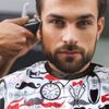 Hair Cutting Cape For Professional Barbers, Salons, and At Home Stylists Red Retro Mustache With Adjustable Neck Hair Stylist and Barber Accessories for Men