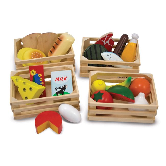 Melissa & Doug Food Groups - 21 Wooden Pieces and 4 Crates