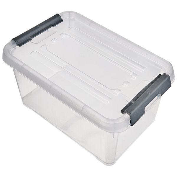 Curver Handy Plus storage box with lid 6L in Transparent/Silver, 24 x 16 x 14 cm