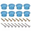sourcing map Round Wood Knobs, 8pcs 33x23mm Pull Handles for Drawer with Screws Blue