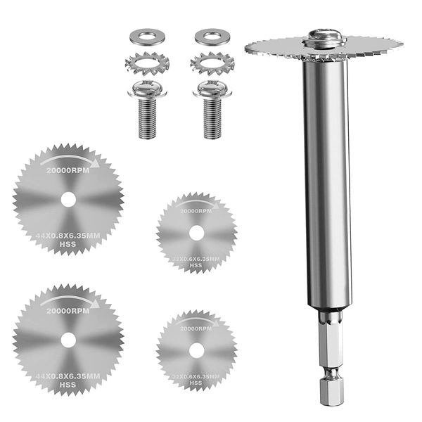 DFsucces Pipe Cutting Piece, High Speed Steel Cutting Sheet, Slitter Blade, Hexagonal Bar, Pipe Cutter, Circular Saw, Diameter 1.3 inches (32 mm) x 2 & 1.7 inches (44 mm) x 2, HSS Steel, Mounting Hex