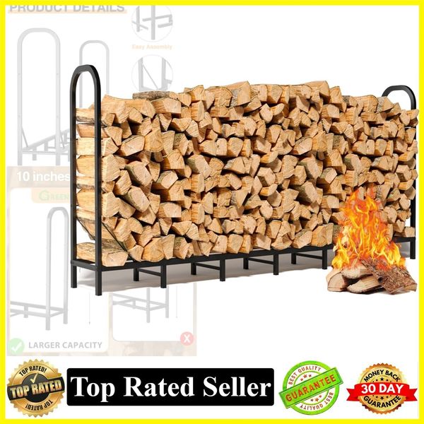 8x4FT Firewood Rack Heavy Duty Wood Rack for Firewood Upgraded Rack Adjustable